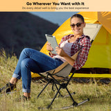 Camping Chair, VECUKTY High Back Rocking Chair 240 lbs Capacity, Heavy Duty Compact Outdoor Portable Folding Rocker Chair for Camping Hiking Gardening Travel Beach Picnic,Beige