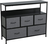 MONVANE 40 inches TV Stand for 45" TV, Dresser Drawers Entertainment Center with Shelves for Bedroom, Living Room,Grey