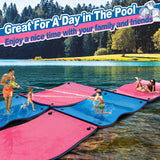 Splicable Multi Person Floating Water Mat , Vecukty 8.5x6 ft Lily Pad for Water Recreation and Relaxation, Tear Resistant XPE Foam Floating Mat for Beach, Ocean, Lake, Pink&Blue