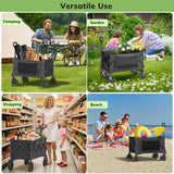 Vecukty Compact Wagon Cart, Gathered Collapsible Camping Cart,Portable Utility Grocery Wagon for Camping, Beach, Picnic, Shopping, Black