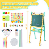 Keenstone Deer Art Easel for Kids Easel Set with 100+ Painting Gifts,Chalkboard Dual Magnetic Whiteboard,Painting Stand with Paper for Ages 3 and up Kids Children Toddler