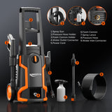 Keenstone 3600 PSI Electric Pressure Washer , Max 2 GPM 220V with Adjustable Nozzle 0-120°,Foam Cannon for Cleaning Cars Patios Driveways Fences Pools