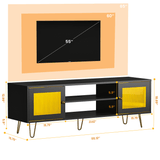 Behost Modern TV Stand for 65 Inch TV with LED Light & Power Outlets, Entertainment Center TV Cabinets for Living Room, Black