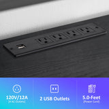 Behost TV Stand for TV up to 65 inches,TV Console Table with Led Lights & Power Outlets,Black