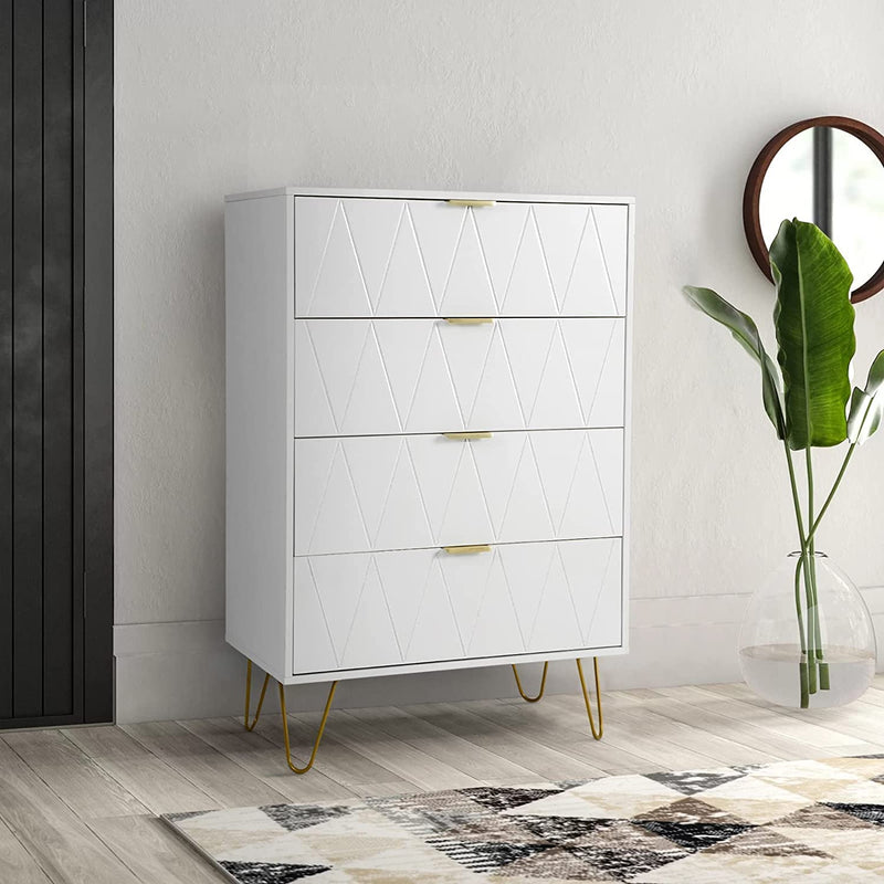 MONVANE Modern 4 Drawer Dresser, White