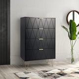 MONVANE Modern 4 Black Drawer Dresser for Bedroom