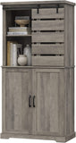 Products MONVANE Farmhouse Bookshelf ，Light Grey
