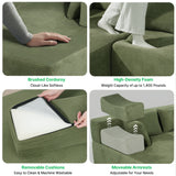 Behost 140" Modular Sectional Sofa for Living Room, U Shaped Chenille Cloud Couch Sleeper Bed, Green