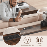 70" Console Table Entryway Sofa Table with Power Outlets,Rustic Brown