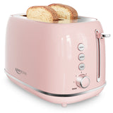 Keenstone Retro 2 Slice Toaster Stainless Steel ,with Bagel, Cancel, Defrost Fuction and Extra Wide Slots Toasters, 6 Shade Settings,Removable Crumb Tray, Red