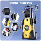 TCISA 4200 PSI Electric Pressure Washer,Max 3GPM Power Washer with 35FT Power Cord 20FT Hose 5 Nozzles and Built-in Soap Cannon for Car Garden Yard Hom