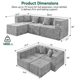 BEHOST 102.5" Gray Chenille Comfy Cloud Couch, Modular Sectional Sofa for Living Room with 4 Pillows