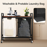 Rolling Laundry Sorting Cart,Rustic Brwon
