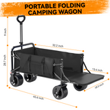 Collapsible Camping Garden Wagon for 10x20ft Canopy, All-Terrain Tank Wheels for Camping, Sports, Shopping, Beach, Support Up to 330lbs