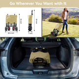 Collapsible Garden Wagon Cart with Removable Canopy, VECUKTY Foldable Wagon Utility Carts with Wheels and Rear Storage, Wagon Cart for Garden Camping Grocery Shopping Cart, Beige
