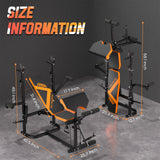 TCISA Weight Bench, Bench Press Set with Leg Extension, 6 in 1 Olympic Adjustable Weight Bench for Home Gym, Multi-Function Strength Training Bench Press Exercise Equipment