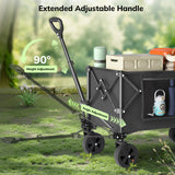 Vecukty Compact Wagon Cart, Gathered Collapsible Camping Cart,Portable Utility Grocery Wagon for Camping, Beach, Picnic, Shopping, Black