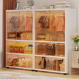 400Qt Super Large Storage Bins with Door and Wheels, Kids Closet Organizer with Hanging Rod, White