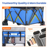Collapsible Camping Beach Wagon, VECUKTY 350L Garden Cart, Heavy Duty Utility Fold Wagon with Big Wheel & Side Pickets for Garden, Camping, Sport, Shopping