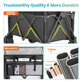 Collapsible Camping Beach Wagon, VECUKTY 350L Garden Cart, Heavy Duty Utility Fold Wagon with Big Wheel & Side Pickets for Garden, Camping, Sport, Shopping