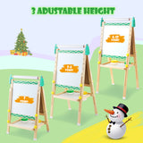 Keenstone Christmas Tree Art Easel for Kids, Learning-Toy for 3,4,5,6,7,8 Years Old Boy&Girls, Wooden Chalkboard&Magnetic Whiteboard&Painting Paper Stand, Gift&Art Supplies for Toddler