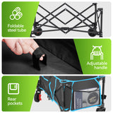 Gathered Collapsible Camping Wagon, Vecukty Portable Foldable Cart, Heavy Duty Folding Utility Grocery Wagon with 150lbs, for Shopping,Sports,Fishing,Beach,Garden,Red
