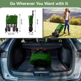 Collapsible Garden Wagon Cart with Removable Canopy, VECUKTY Foldable Wagon Utility Carts with Wheels and Rear Storage, Wagon Cart for Garden Camping Grocery Shopping Cart, Green