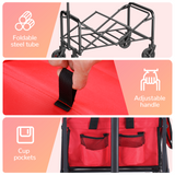 Collapsible Camping Wagon, Vecukty Portable Foldable Cart with All Terrain Solid Wheels, Heavy Duty Folding Utility Grocery Wagon with 150lbs, for Shopping,Sports,Fishing,Beach,Garden,Black