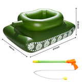 Giant Inflatable Tank Ride On Pool Float, Blow Up Tank Pool Floatie with Functional Pump-Action Water Cannon for Adults & Kids Ages 5+