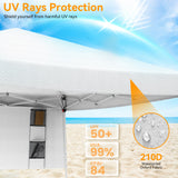 Vecukty 8ft x 8ft Top/10ft x 10ft Base Pop up Canopy Tent With Four Storage Bags For Garden,Beach Instant Tent Carry Bag,White