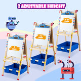 Keenstone Robot Art Easel for Kids, Learning-Toy for 3,4,5,6,7,8 Years Old Boy&Girls, Wooden Chalkboard&Magnetic Whiteboard&Painting Paper Stand, Gift&Art Supplies for Toddler