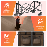 Collapsible Camping Wagon, Vecukty Portable Foldable Cart with All Terrain Solid Wheels, Heavy Duty Folding Utility Grocery Wagon with 150lbs, for Shopping,Sports,Fishing,Beach,Garden,Black