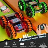Remote Control Truck, Keenstone 1:10 Giant Wheel Remote Control Toy Car with High-Speed Climbing and Colorful Gradient Lights with Music,Orange