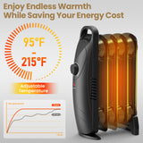 Keenstone Mini Oil Heater, 500W Quiet Oil-Filled Radiator Heater with Thermostat, Overheat Protection, 2 Heat Settings, Electric Space Heater for Indoor Use