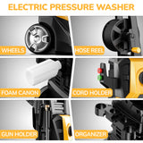 TCISA 3500 PSI Electric Pressure Washer , 35FT Power Cord 20FT Hose 5 Nozzles, Soap Cannon for Car Garden Yard Hom