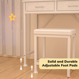 Eunon Makeup Vanity Desk with Mirror & Lights,Vanity Table with Fabric Drawers,Power Outlet & Stool,3 Color Modes & Adjustable Brightness Dressing Table, White
