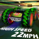RC Off Road Monster Car, Keenstone 1:10 Giant Wheel Remote Control Toy Car with High-Speed Climbing and Colorful Gradient Lights with Music,Green