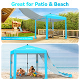 Beach Cabana with Changing Room - Easy to Set Up Canopy, Waterproof, Portable 6' x 6' Beach Shelter, Included Side Wall, Shade with UPF 50+ UV Protection for Kids, Family & Friends-Green