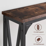 70" Console Table Entryway Sofa Table with Power Outlets,Rustic Brown