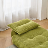 BEHOST 70" Corduroy Folding Futon Sofa with Pillow, 3-in-1 Convertible Couch Bed for Bedroom, Matcha Green