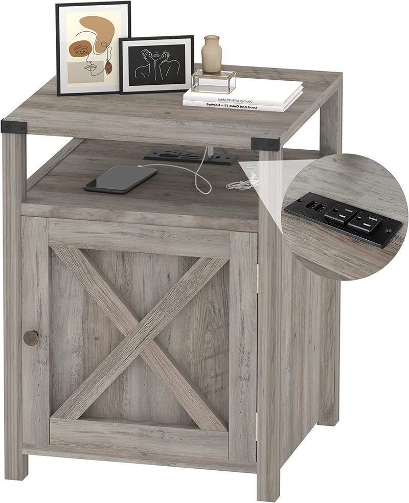 Nightstand 2 rustic grey ,1pack