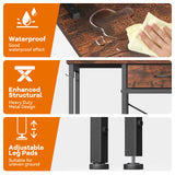 MONVANE® Sturdy Computer Desk with Drawer, Ergonomic 47" Office Desk with Shelves, Writing Gaming Table for Home Office (Include Monitor Stands, Fabric File Cabinet, 2 Hooks) - Rustic Brown - (GTIN:09797164476659)