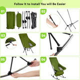 Camping Chair, VECUKTY High Back Rocking Chair 240 lbs Capacity, Heavy Duty Compact Outdoor Portable Folding Rocker Chair for Camping Hiking Gardening Travel Beach Picnic,Green