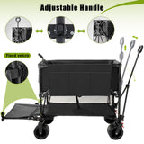Folding Double Decker Garden Wagon, VECUKTY Heavy Duty Collapsible Camping Wagon Cart with 54" Lower Decker, All-Terrain Big Wheels for Camping, Sports, Shopping, Garden and Beach, Support Up to 550lbs, Gray