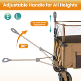 Collapsible Camping Beach Wagon, VECUKTY 350L Garden Cart, Heavy Duty Utility Fold Wagon with Big Wheel & Side Pickets for Garden, Camping, Sport, Shopping
