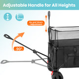 Collapsible Camping Beach Wagon, VECUKTY 350L Garden Cart, Heavy Duty Utility Fold Wagon with Big Wheel & Side Pickets for Garden, Camping, Sport, Shopping
