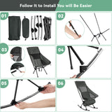 Camping Chair, VECUKTY c 240 lbs Capacity,Compact Outdoor Portable Folding Rocker Chair for Camping Hiking Gardening Travel Beach Picnic,Gray