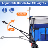 Collapsible Camping Beach Wagon, VECUKTY 350L Garden Cart, Heavy Duty Utility Fold Wagon with Big Wheel & Side Pickets for Garden, Camping, Sport, Shopping