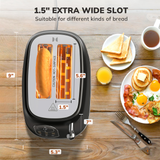 2 Slice Touchscreen Smart Toaster, Stainless Steel Bagel Toaster with Control Panels, 6 Shade Settings, Defrost, Reheat Function, Removable Crumb Tray