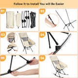 Camping Chair, VECUKTY High Back Rocking Chair 240 lbs Capacity, Heavy Duty Compact Outdoor Portable Folding Rocker Chair for Camping Hiking Gardening Travel Beach Picnic,Beige